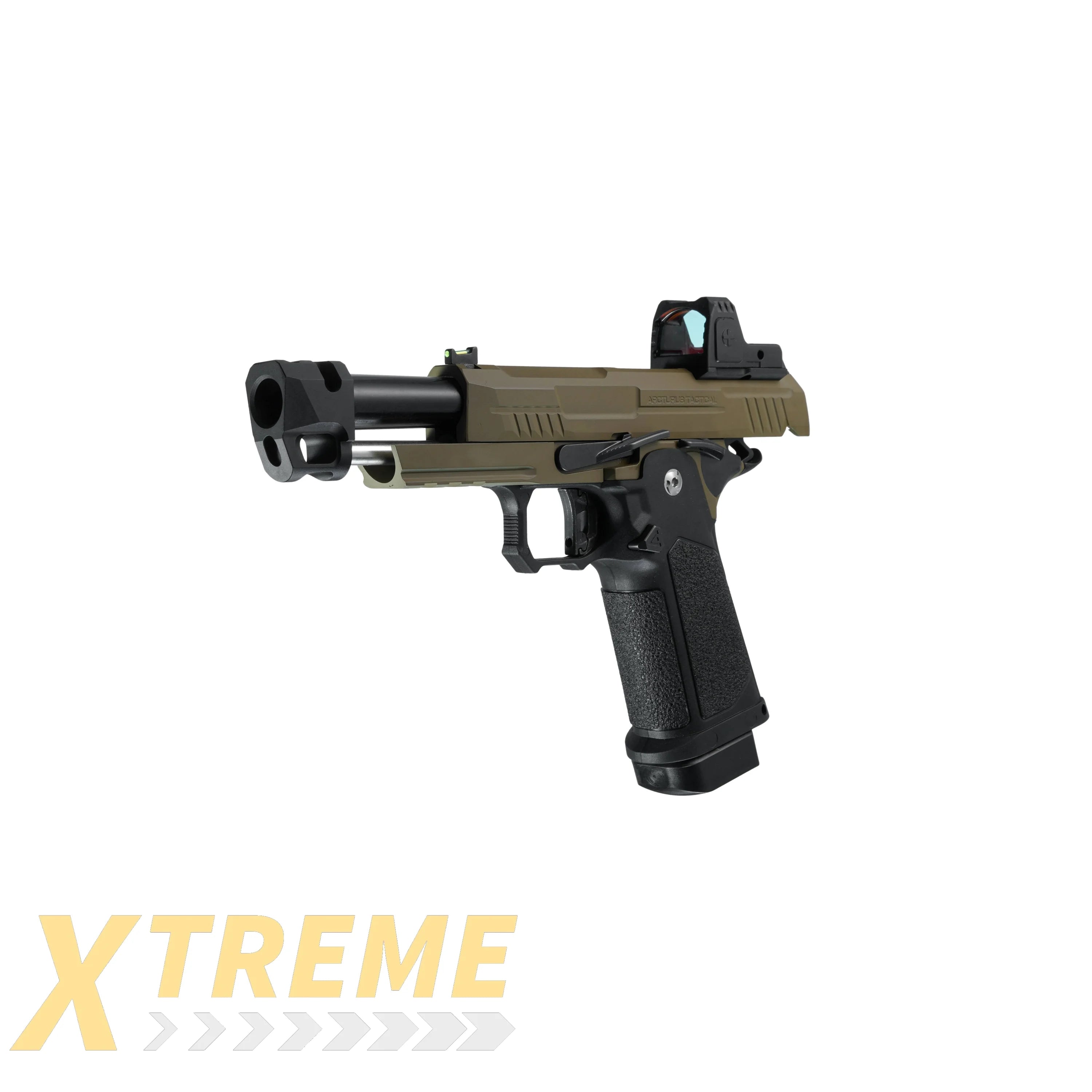 ARCTURUS Vanguard 4.3’’ Hi-Capa GBB Pistol w/ Optics Ready Slide & Compensator & ARS-1 Red Dot Combo BLK-TAN - Vanguard