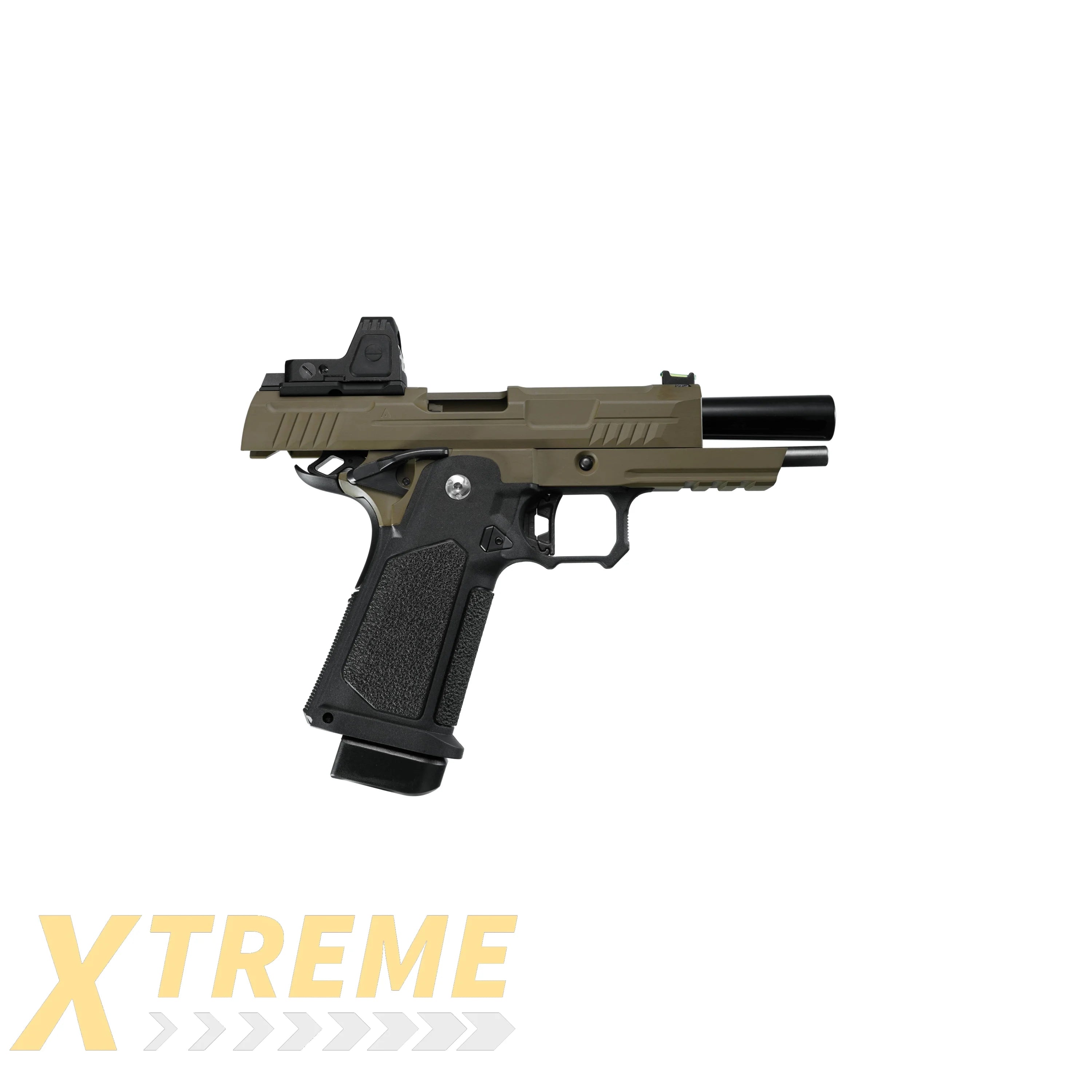 ARCTURUS Vanguard 4.3’’ Hi-Capa GBB Pistol w/Optics Ready Slide & ARS-1 Red Dot Combo BLK-TAN - Vanguard