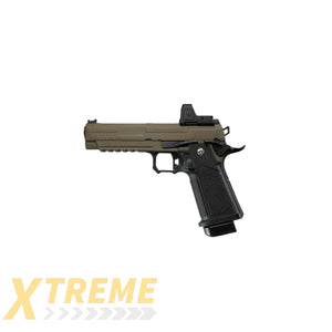 ARCTURUS Vanguard 5’’ Hi-Capa GBB Pistol w/Optics Ready Slide & ARS-1 Red Dot Combo BLK-TAN - Vanguard