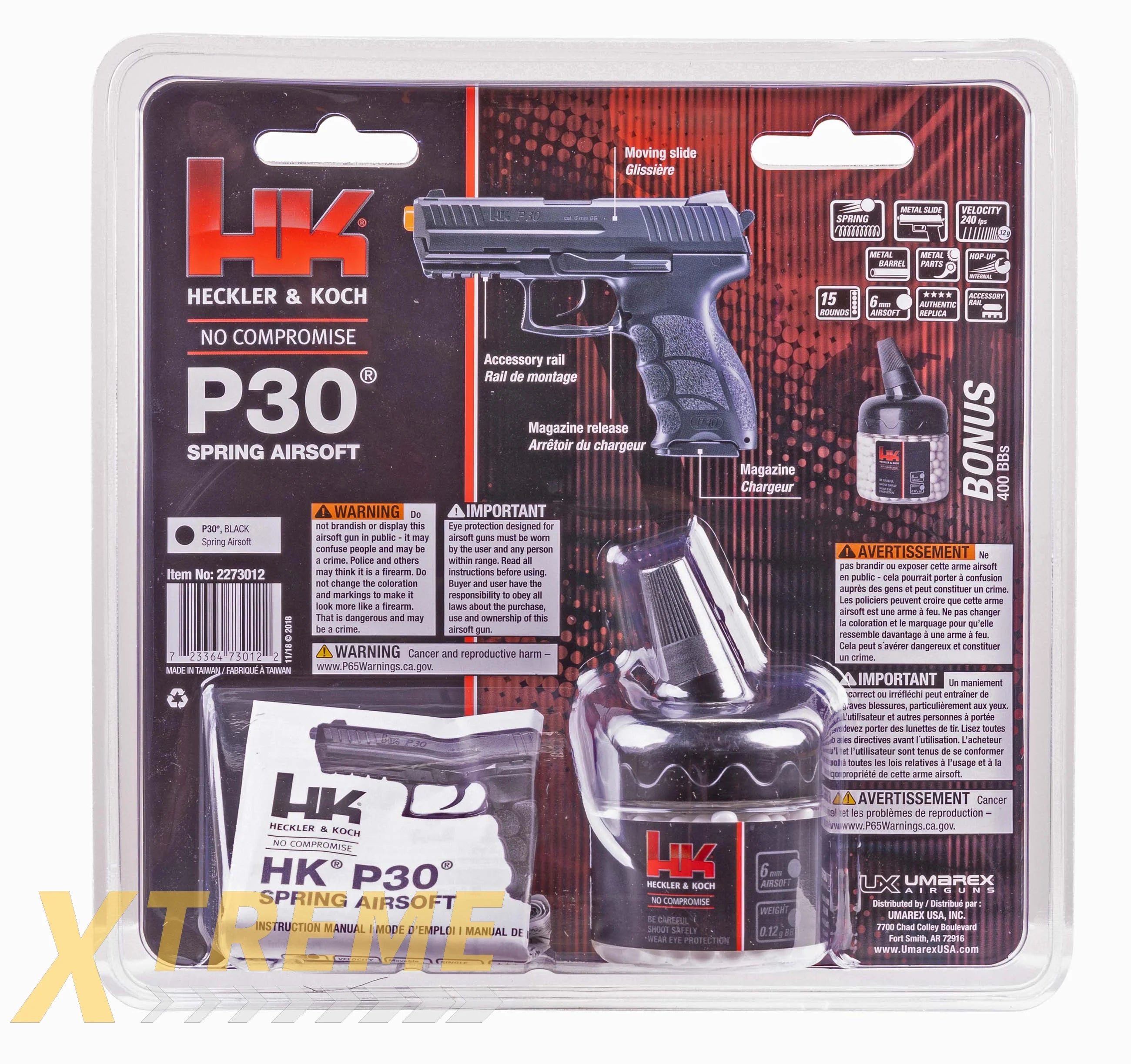 HK P30 with METAL SLIDE BLACK - H&K ENTRY Air Soft