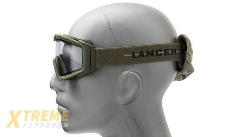 Lancer Tactical Rage Protective Green Airsoft Goggles Smoke Yellow Clear Lens