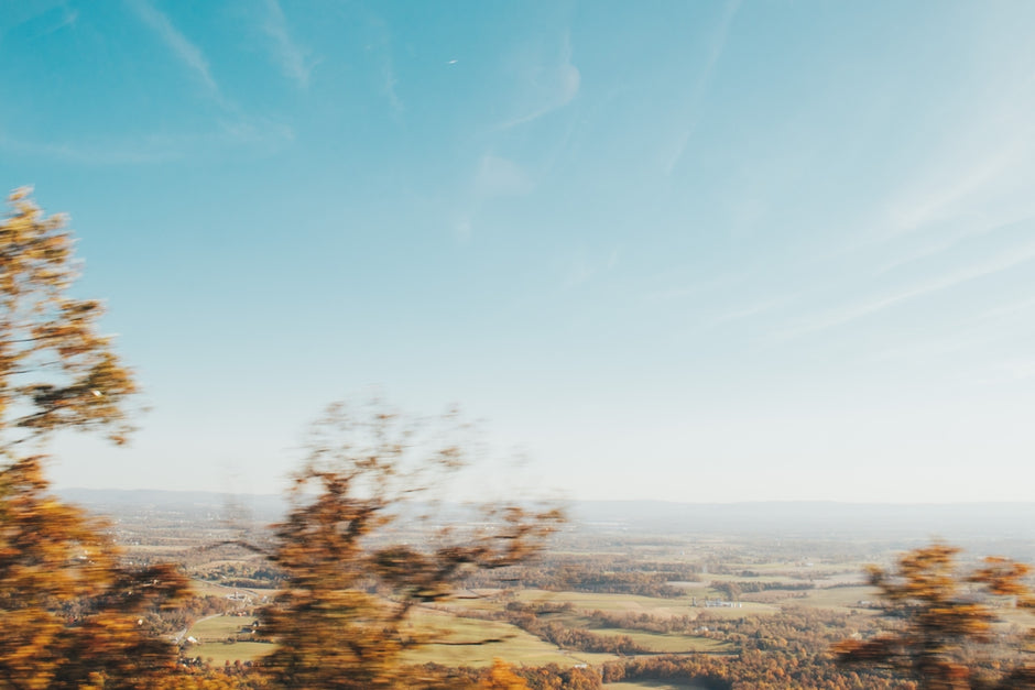 a landscape with trees and blue sky