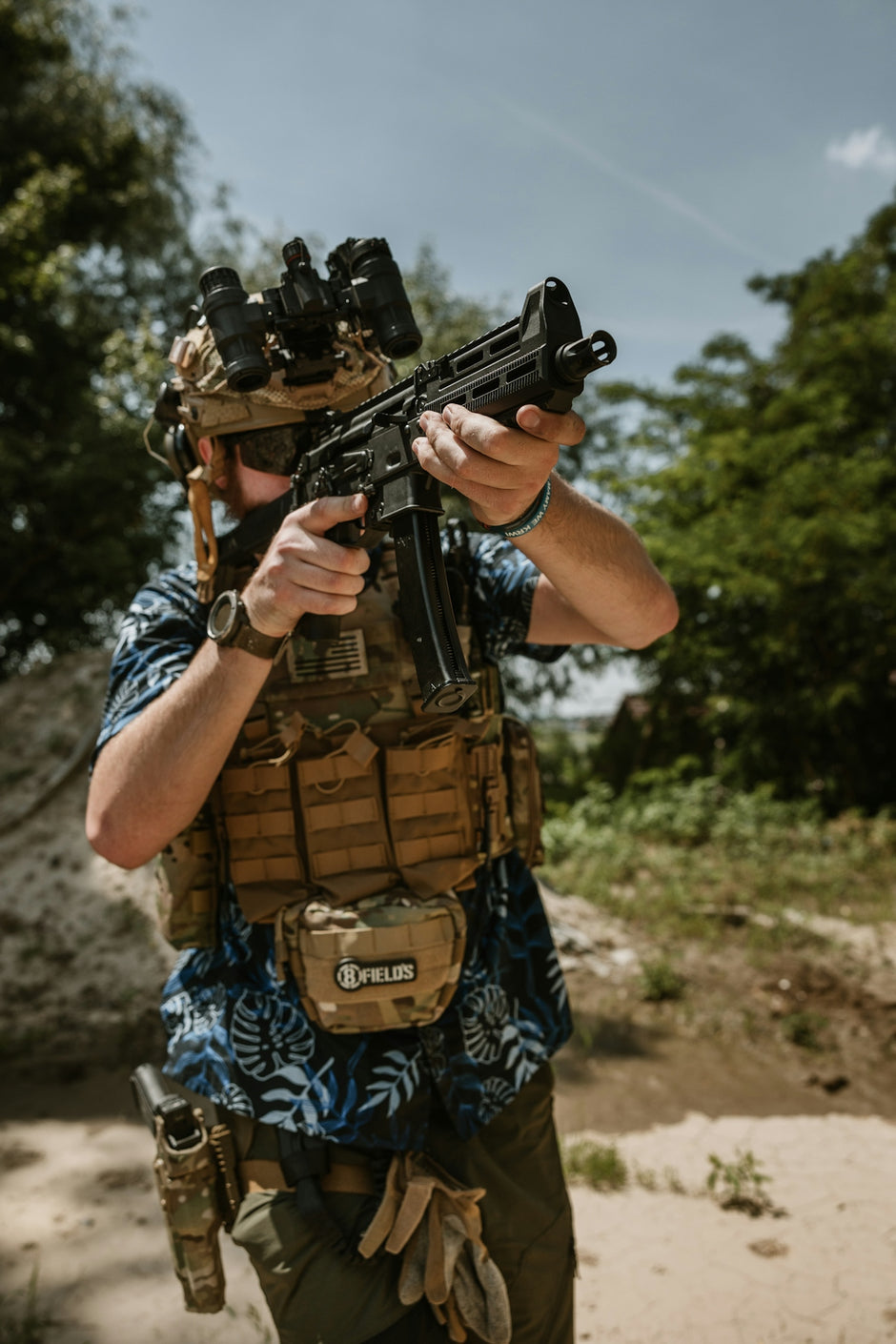 A man with a gun in his hand
