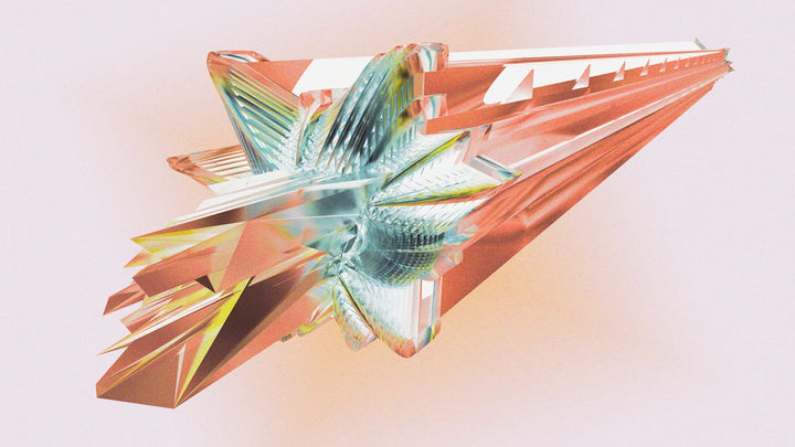 Abstract geometric sculpture with metallic sheen