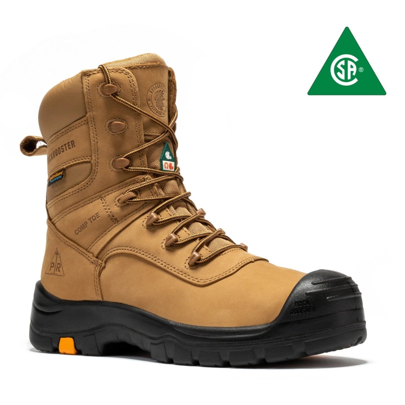 rockrooster Beaufort Men's Brown 8 inch Waterproof Composite Toe Work Boots AK831