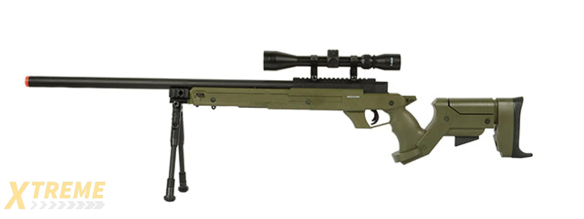 425 FPS WELLFIRE SR22 AIRSOFT SNIPER RIFLE W/ SCOPE AND BIPOD - OD