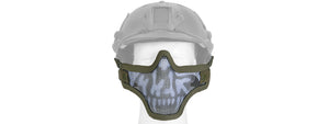 AC-103OH METAL MESH HALF MASK (OD GREEN & SKULL) HELMET VERSION