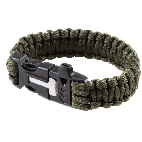 G-Force Multi-Function Survival Bracelet w/ Rope Cutting Tool, Whistle, and Fire Starter - OD Green