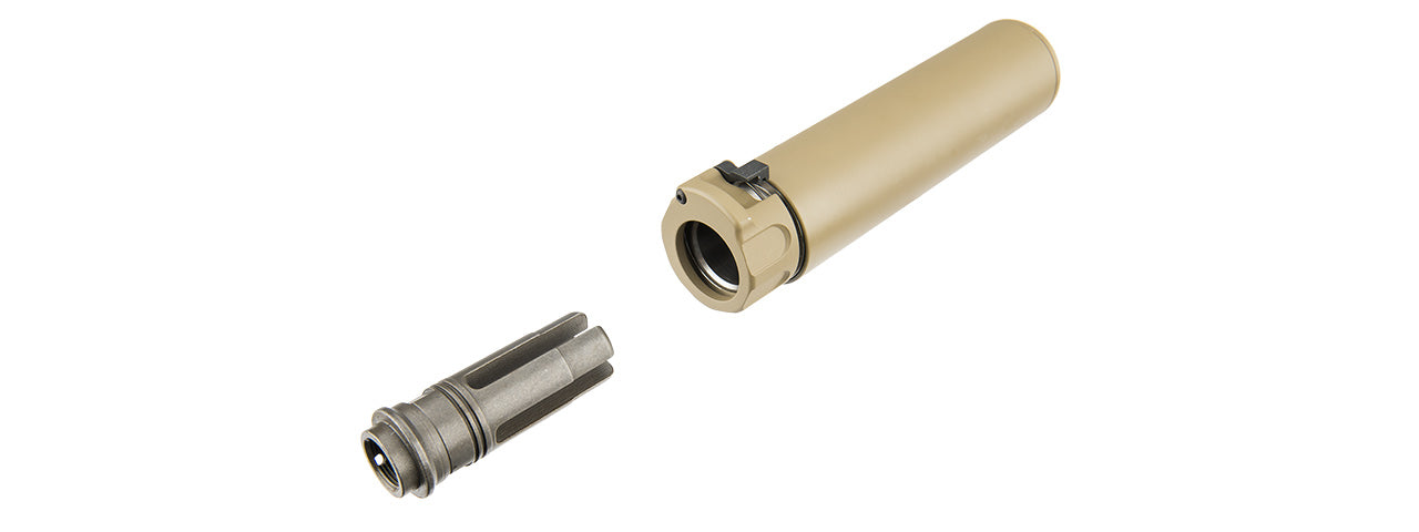 ATLAS CUSTOM WORKS FULL METAL SOCOM QD BARREL EXTENSION W/ FLASH HIDER MINI (TAN)