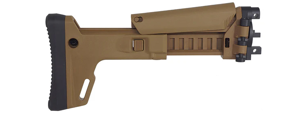 Atlas Custom Works ACR Style Retractable Stock for CYMA MP5K Airsoft Rifle - (Tan)