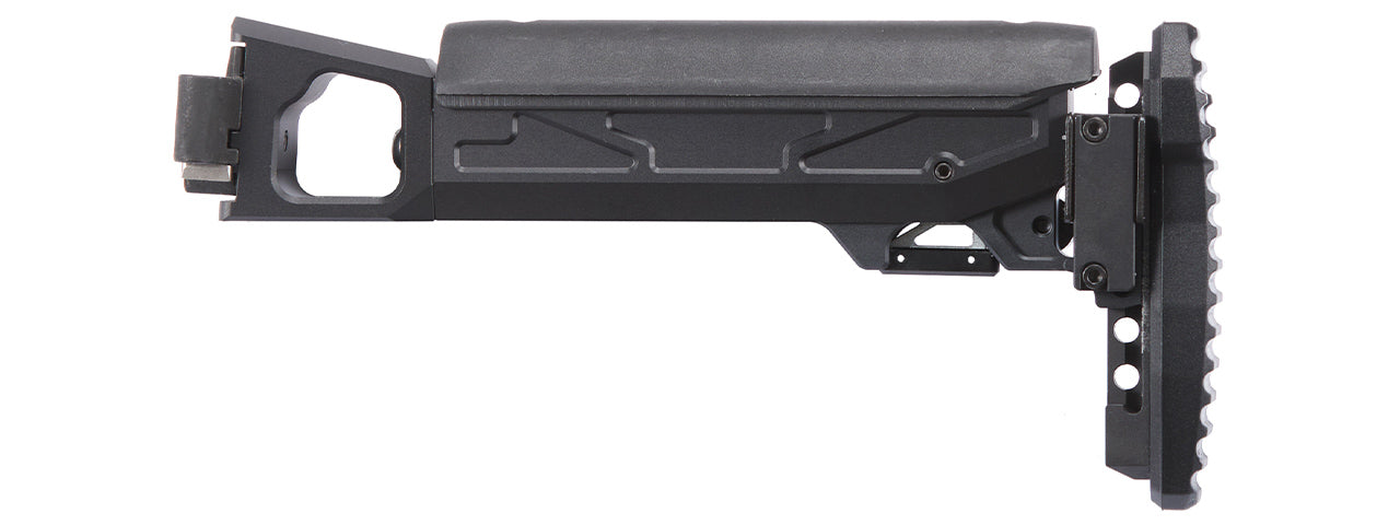 Atlas Custom Works Folding Telescopic Buttstock w/ Cheek Riser for GHK AK74 GBB Airsoft Rifle - (Black)