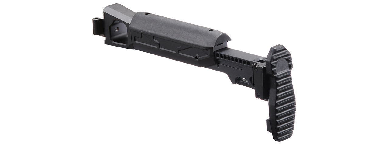 Atlas Custom Works Folding Telescopic Buttstock w/ Cheek Riser for GHK AK74 GBB Airsoft Rifle - (Black)