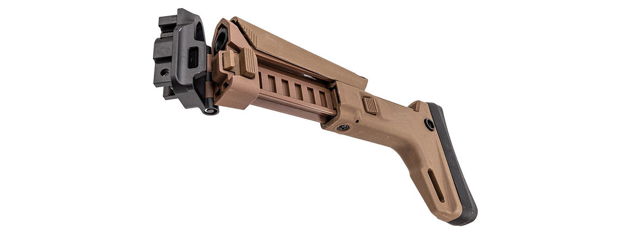 Atlas Custom Works ACR Style Adjustable Folding Stock for Archwick B&T AIR APC9K GBB Airsoft Rifles - (Tan)