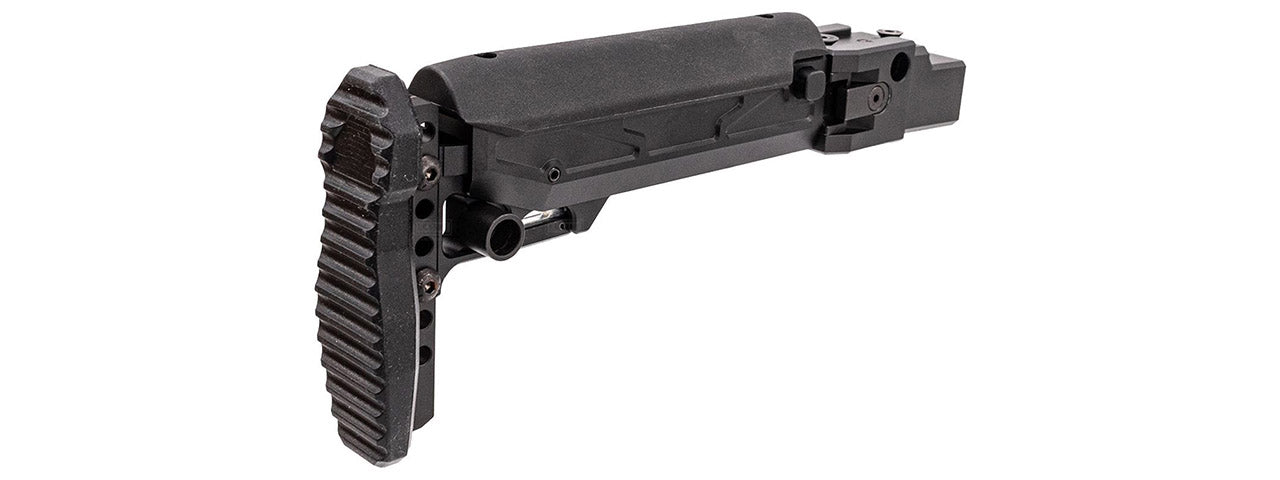 Atlas Custom Works Adjustable Telescopic Folding Stock w/ 4 Position Cheek Riser for GHK AKM V3 GBBR Airsoft Rifles - (Black)