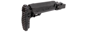 Atlas Custom Works Adjustable Telescopic Folding Stock w/ 4 Position Cheek Riser for GHK AKM V3 GBBR Airsoft Rifles - (Black)