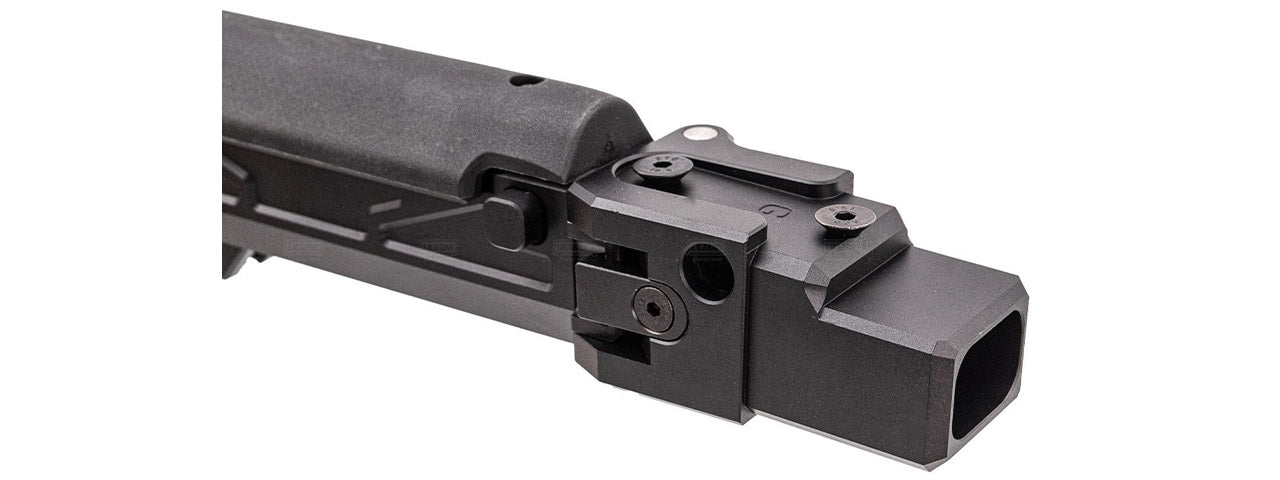 Atlas Custom Works Adjustable Telescopic Folding Stock w/ 4 Position Cheek Riser for GHK AKM V3 GBBR Airsoft Rifles - (Black)