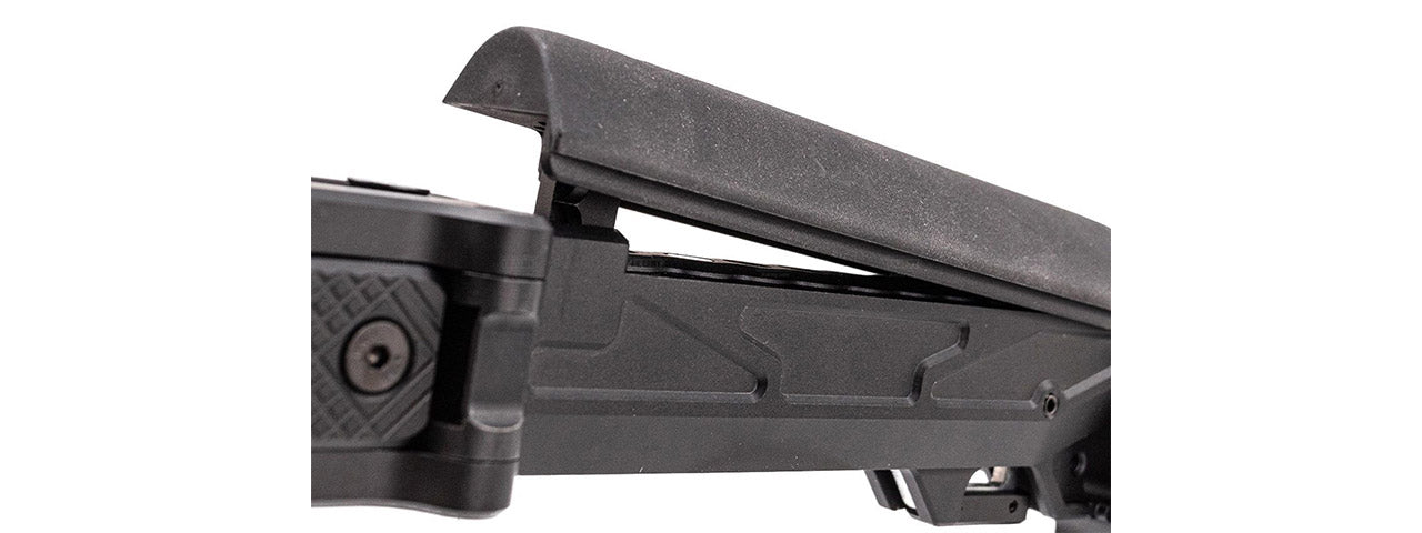 Atlas Custom Works Adjustable Telescopic Folding Stock w/ 4 Position Cheek Riser for GHK AKM V3 GBBR Airsoft Rifles - (Black)