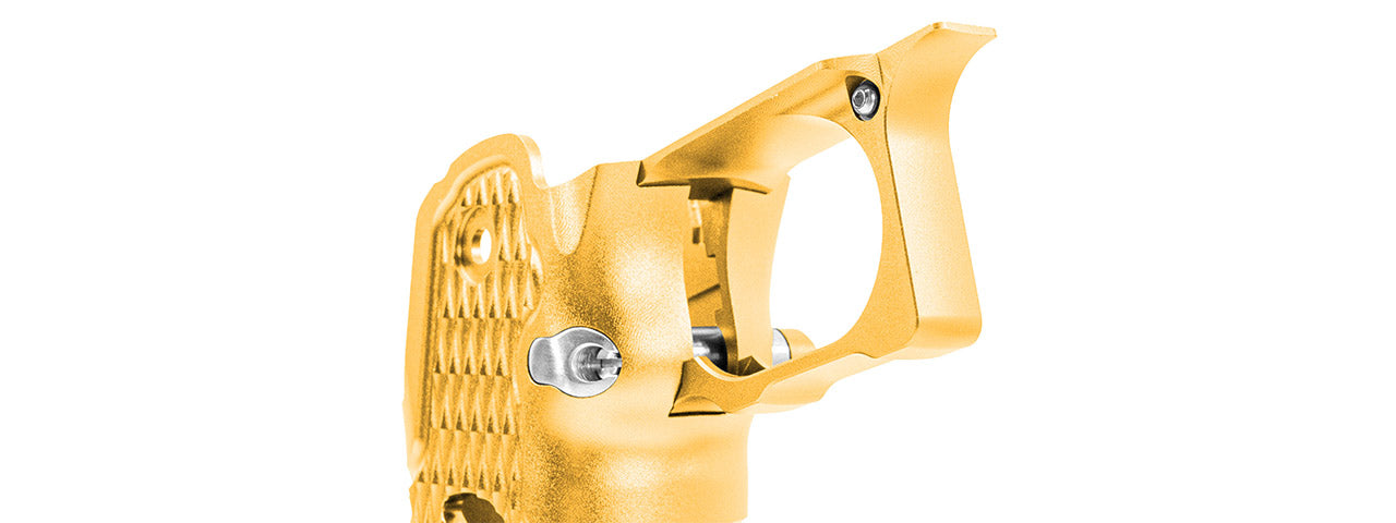 Atlas Custom Works CNC Aluminum Type 9 Grip Kit w/ Magwell Trigger Guard/Housing for Tokyo Marui Hi Capa GBBP Airsoft Pistols - (Gold)
