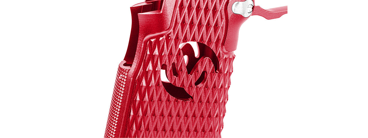 Atlas Custom Works CNC Aluminum Type 9 Grip Kit w/ Magwell Trigger Guard/Housing for Tokyo Marui Hi Capa GBBP Airsoft Pistols - (Red)