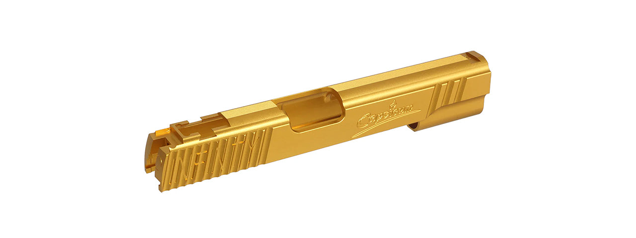 Atlas Custom Works Aluminum Infinity Signature Slide for Tokyo Marui 5.1 Hi-Capa GBB Airsoft Pistols - (Gold)