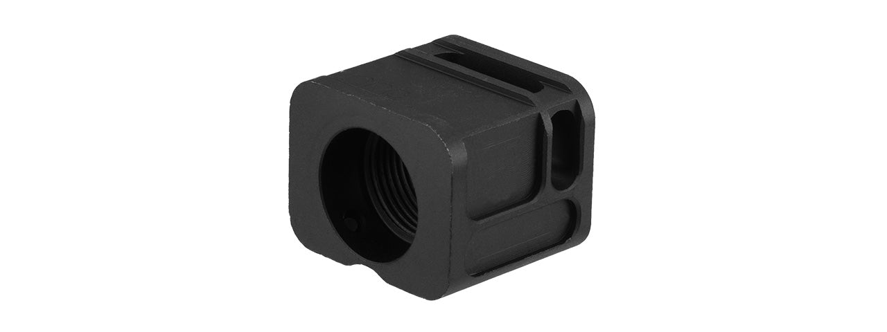 ATLAS CUSTOM WORKS 14MM CCW AIRSOFT X-OUT M COMPENSATOR FOR G SERIES GBB PISTOLS (BLACK)