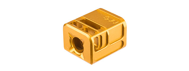 ATLAS CUSTOM WORKS 14MM CCW AIRSOFT X-OUT L COMPENSATOR FOR G SERIES GBB PISTOLS (GOLD)