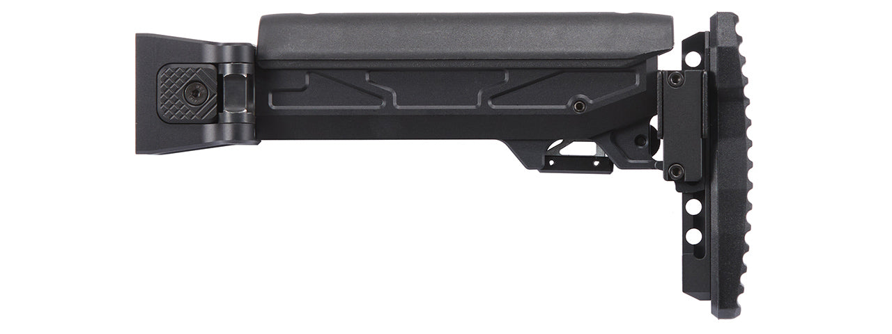Atlas Custom Works Folding Telescopic Buttstock w/ Cheek Riser for Marui AKM GBB - (Black)