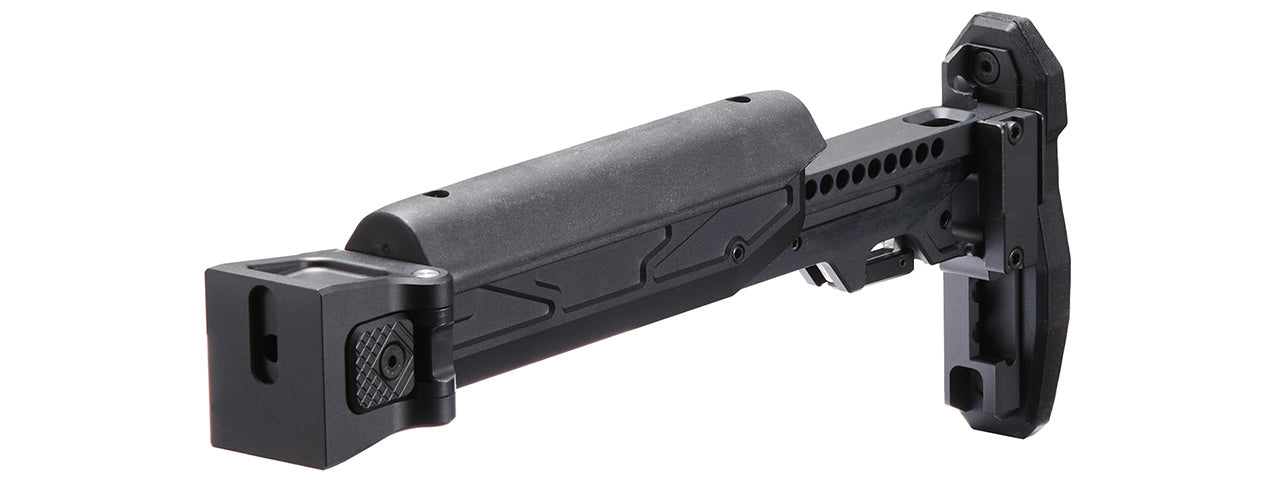 Atlas Custom Works Folding Telescopic Buttstock w/ Cheek Riser for Marui AKM GBB - (Black)