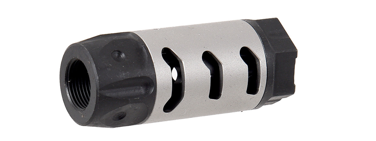 Airsoft Muzzle Compensator 14mm CCW (SILVER / BLACK)