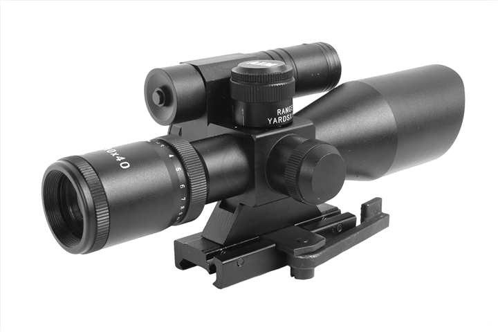 AIM Sports 2.5-10x40 QRM Dual Red & Green Illuminated Scope w/ Laser