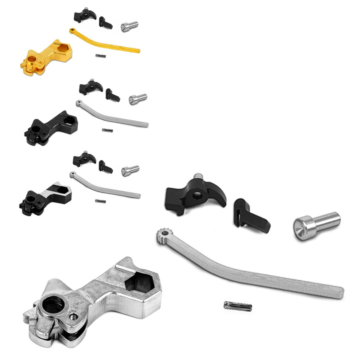 Airsoft Masterpiece CNC Steel Hammer & Sear Set for Marui Hi-Capa [S Style Hex] - Silver