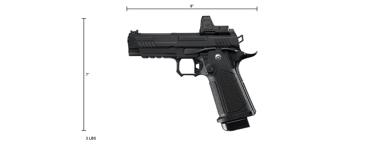 ARCTURUS Vanguard 4.3 Hi-Capa GBB Pistol w/ Optics Ready Slide & ARS-1 Red Dot Combo - (Black)