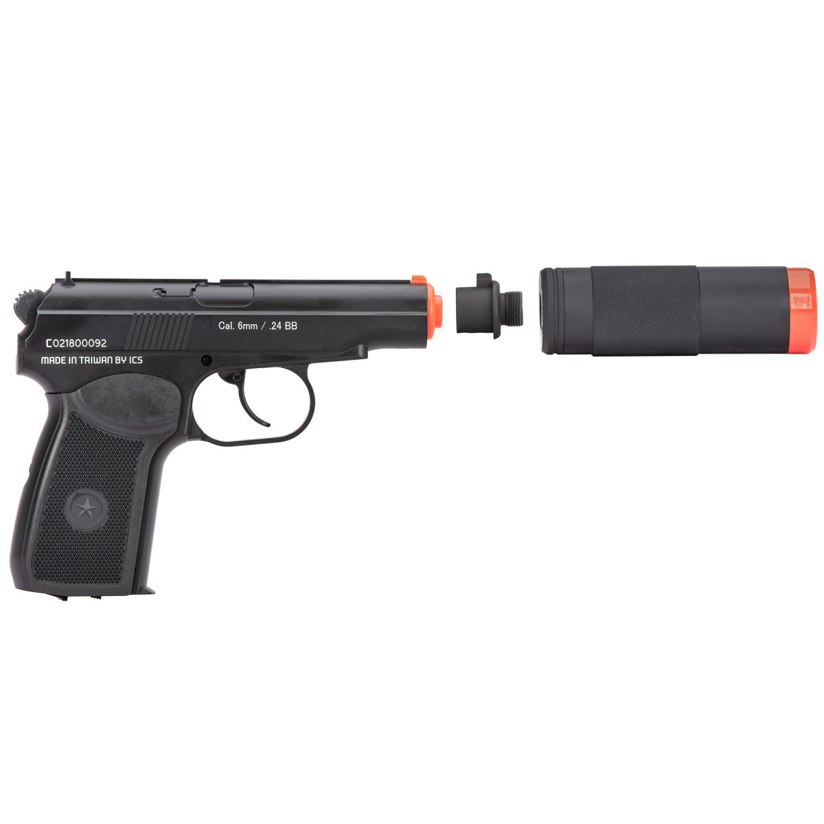 ICS BLE PM2 Makarov Airsoft Pistol w/ Suppressor (Black)