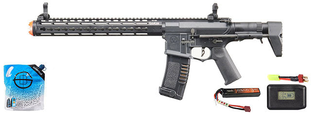 Ares Amoeba Gen5 Am-016 M4 Airsoft Aeg With Octarms 13.5 Keymod Handguard - Battery/Adapter/Charger Combo - (Black)