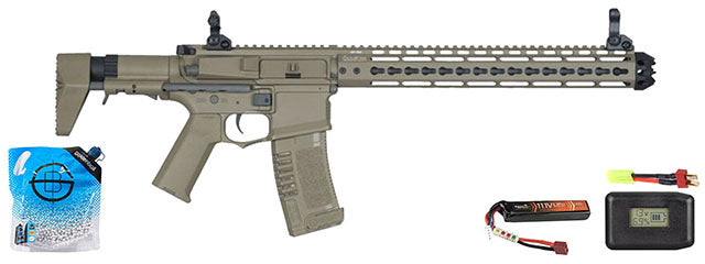 Ares Amoeba Gen5 AM-016 M4 Airsoft Aeg With Octarms 13.5 Keymod Handguard - Battery/Adapter/Charger Combo - (Dark Earth)
