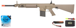 Ares Sr25 Ris Sniper Airsoft Aeg Rifle - Battery/Adapter/Charger Combo - (Tan)