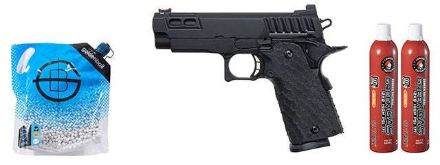Army Armament R607 Hi-Capa Gas Blowback Airsoft Pistol - Green Gas Combo - (Black)