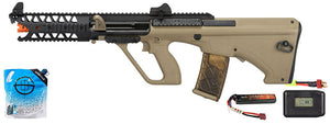 Army Armament Aug 7 Raptor Aeg Airsoft Rifle - Battery/Adapter/Charger Combo - (Tan)