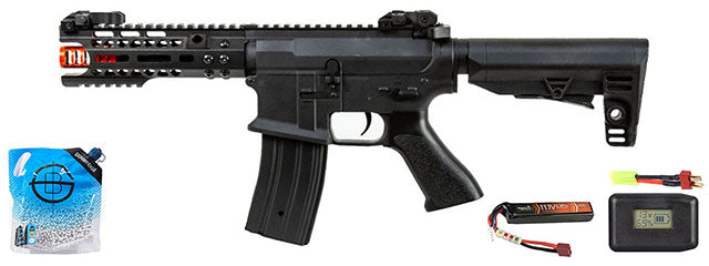 JG Golden Eagle E6597 7 M4 M-LOK AEG Rifle - Battery/Adapter/Charger Combo - (Black)