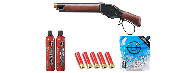 Golden Eagle 1887 Compact Wide Lever Action Shotgun Shell/Green Gas Combo (Black)
