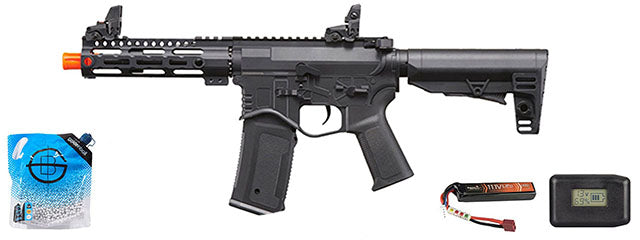 Golden Eagle Combat AR 7'' Aeg Airsoft Rifle - Battery/Charger Combo - (Black)