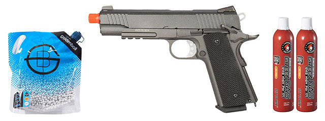 Well Airsoft GX 194 Pistol Gas Blowback GBB Full Metal - Green Gas Combo - Black