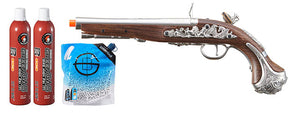 HFC George Washington Flintlock Airsoft Green Gas Powered Pistol - Green Gas Combo - (Silver)