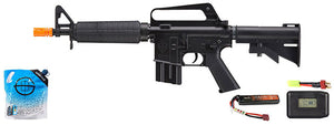 JAG Precision E&C Full Metal Xm177 Airsoft Gun - Battery/Adapter/Charger Combo - (Black)