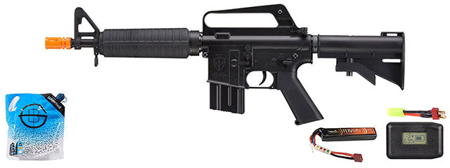 JAG Precision E&C Full Metal Xm177 Airsoft Gun - Battery/Adapter/Charger Combo - (Black)