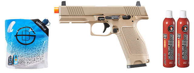 Kizuna Works MKW Full Sized Gas Blowback Airsoft Pistol - Green Gas Combo - (Metal/Cerakote FDE)