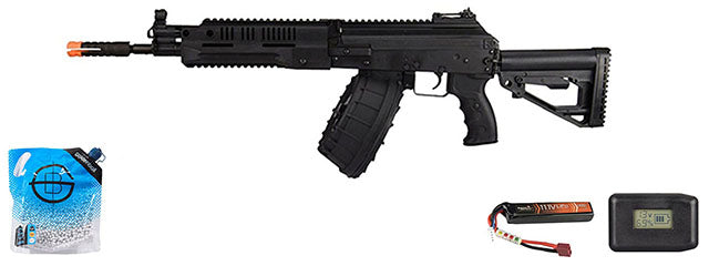 LCT LCK-16 Steel AEG Rifle w/ ASTER V2 - Battery/Charger Combo - (Black)