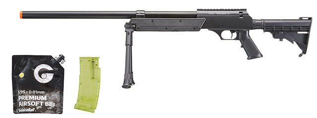 Lancer Tactical Bolt Action Sniper Rifle w/ Folding Stock (Black) - BB/Sniper Bundle
