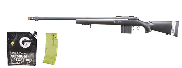 Well Airsoft M24/M28 Bolt Action Rifle W/ Fixed Stock Fluted Barrel - BB/Sniper Bundle