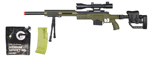 Well MB4410GAB2 Bolt Action Rifle W/ Illuminated Scope & Bipod (OD Green) - BB/Sniper Bundle